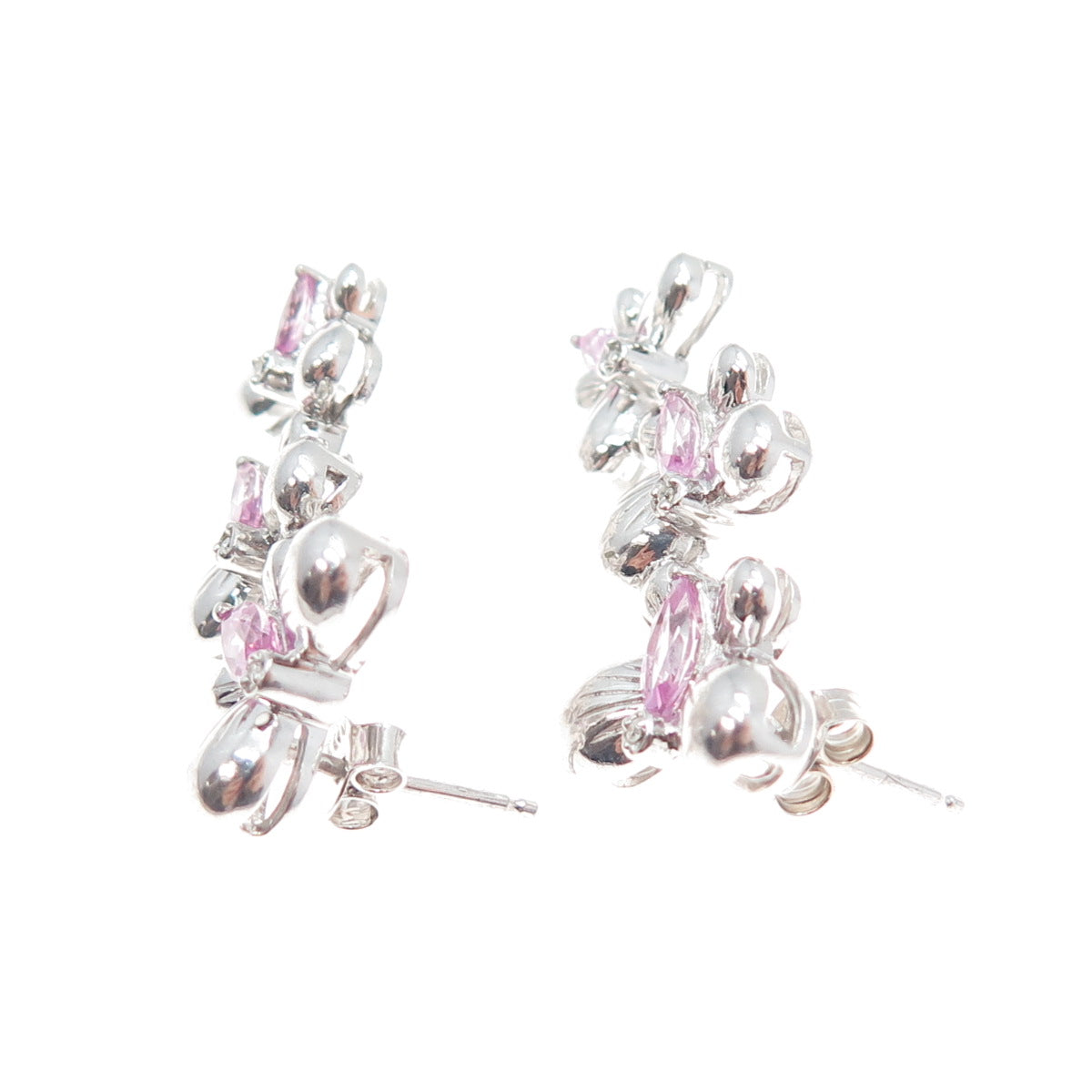 ALWAND VAHAN Sterling Silver Real Diamond Accent & Pink Topaz Butterfly Earrings