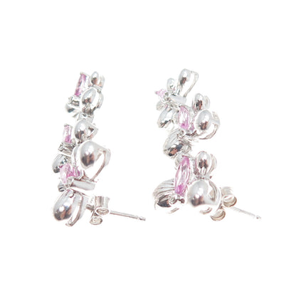 ALWAND VAHAN Sterling Silver Real Diamond Accent & Pink Topaz Butterfly Earrings