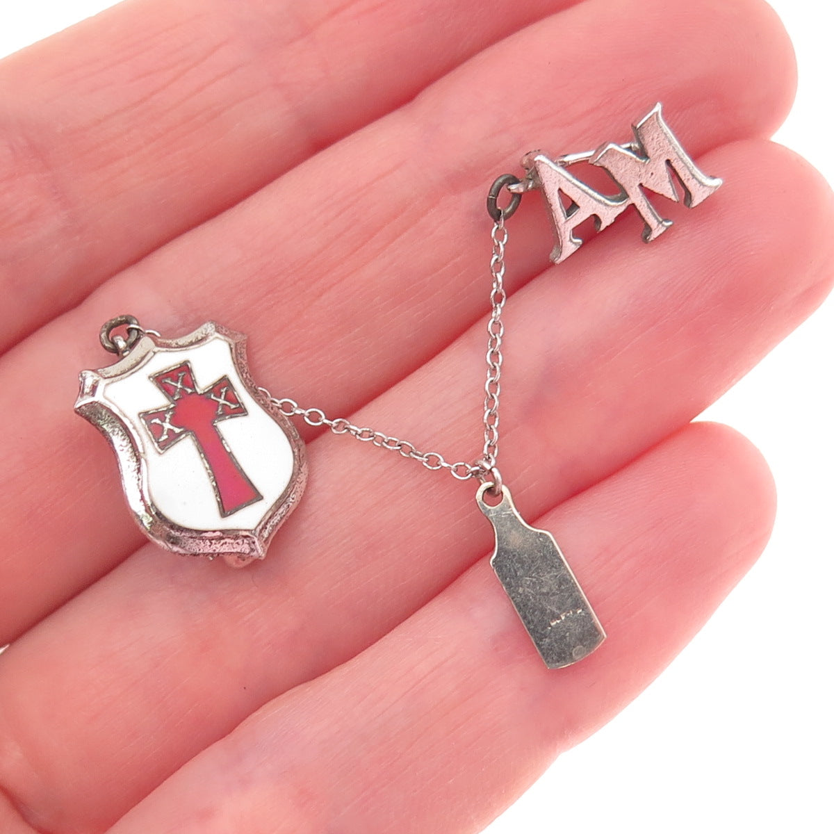 925 Sterling Silver Antique Art Deco Enamel Masonic Order of the Red Cross Pin
