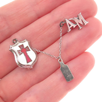 925 Sterling Silver Antique Art Deco Enamel Masonic Order of the Red Cross Pin