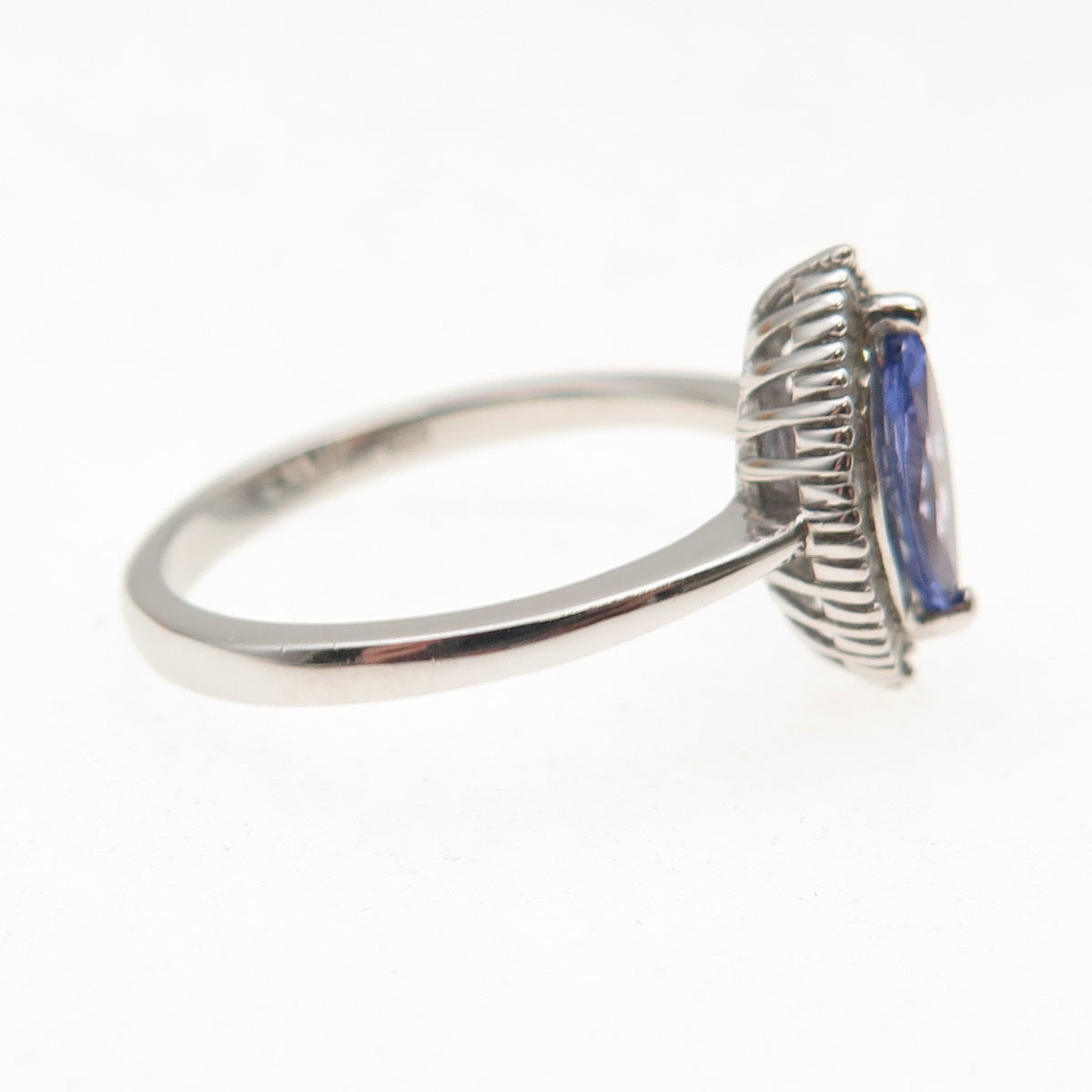 D'Joy 925 Sterling Silver Real Diamond & Tanzanite Ring Size 8