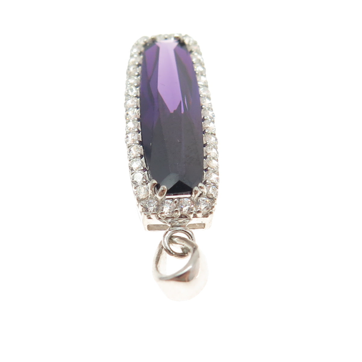 925 Sterling Silver White & Lavender Shaped C Z Pendant