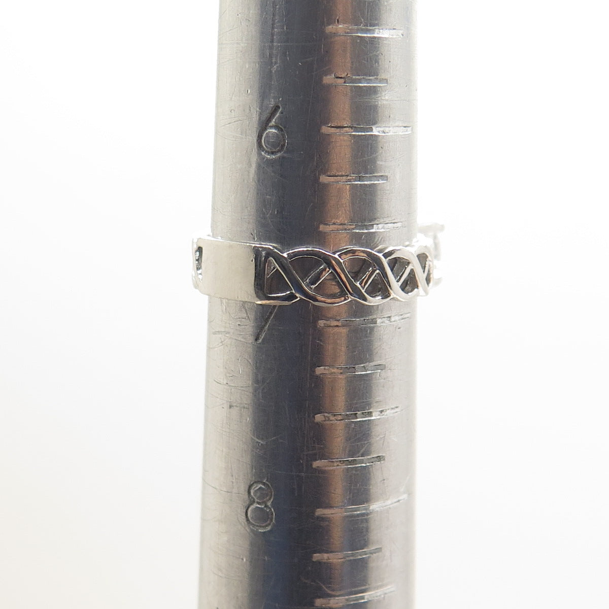 925 Sterling Silver Vintage Round-Cut C Z Woven Engagement Ring Size 7