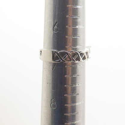 925 Sterling Silver Vintage Round-Cut C Z Woven Engagement Ring Size 7