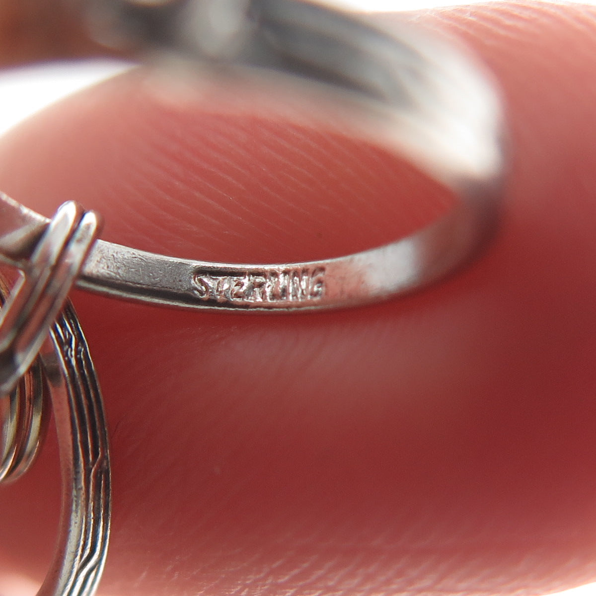 925 Sterling Silver Vintage Rhinestone SET of 2 Wedding Bands Minimalist Pendant
