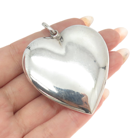 925 Sterling Silver Vintage Italy Puffy Heart Pendant