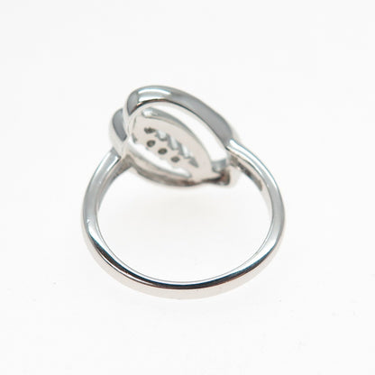 925 Sterling Silver Round-Cut C Z Interlocked Oval Circle Ring Size 8.25