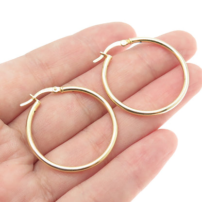 925 Sterling Silver Gold Plated Tube Hoop Earrings