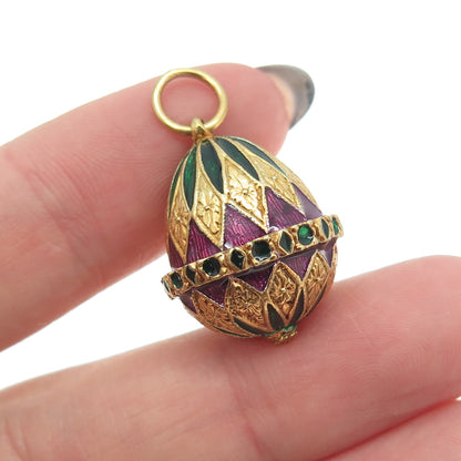 RAFKA Retired 925 Sterling Silver Vermeil Enamel Royal Easter Egg Charm Pendant