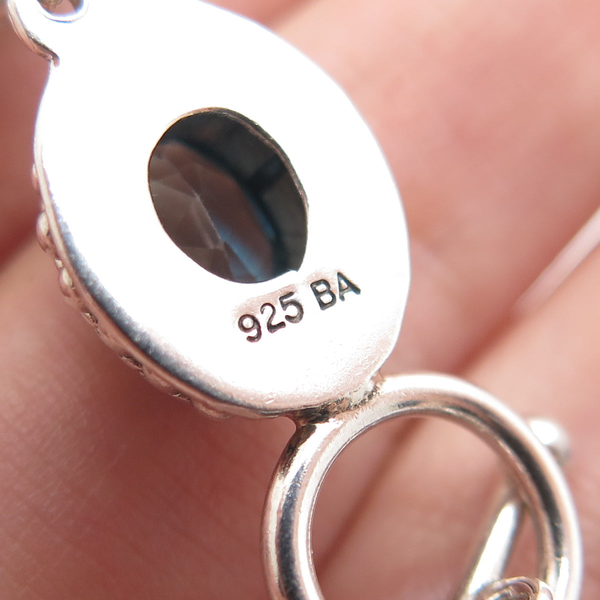 SUARTI BALI 925 Sterling Silver Vintage Real Blue Topaz Beaded Bracelet 7.5"