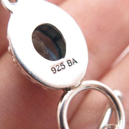 SUARTI BALI 925 Sterling Silver Vintage Real Blue Topaz Beaded Bracelet 7.5"