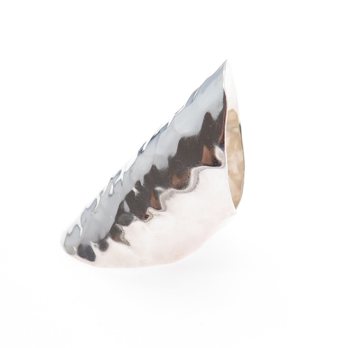 925 Sterling Silver Vintage Mexico Modernist Hammered Adjustable Ring Size 6