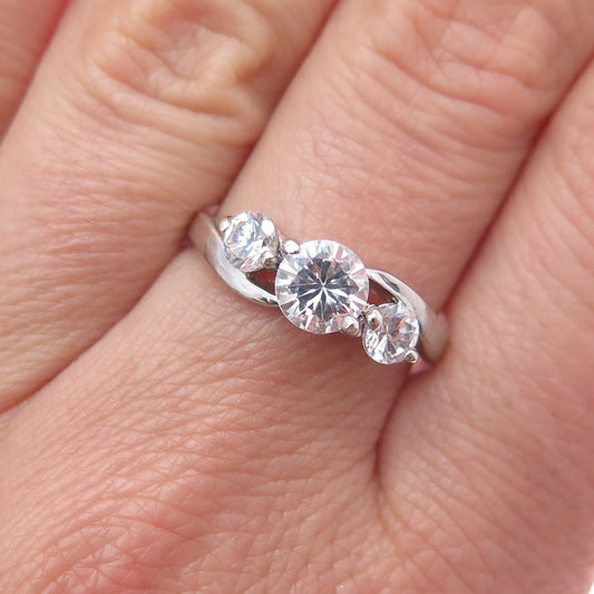 CHARLES WINSTON 925 Sterling Silver Round-Cut C Z Engagement Ring Size 8.25