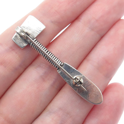 Old Pawn 925 Sterling Silver Vintage Southwestern Native Axe Tribal Pin Brooch