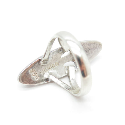925 Sterling Silver Vintage Mexico Aztec Tribal Mask Ring Size 8.25