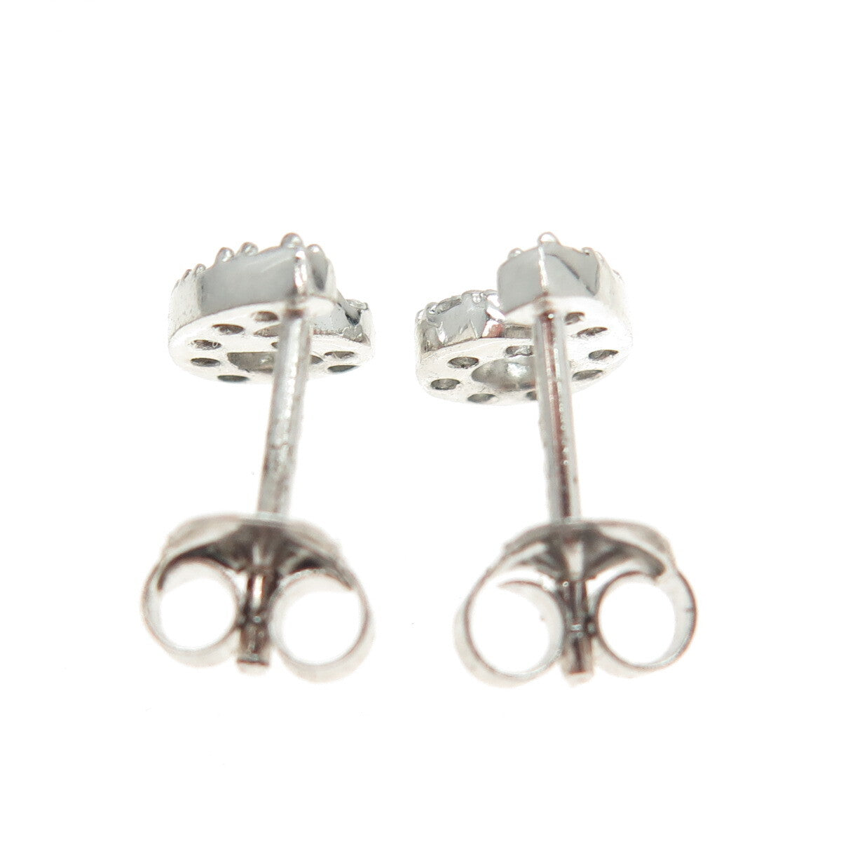 925 Sterling Silver Round-Cut C Z Lucky Number 6 Stud Earrings