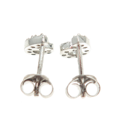 925 Sterling Silver Round-Cut C Z Lucky Number 6 Stud Earrings