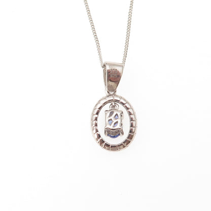 Chuck Clemency 925 Sterling Silver Real Tanzanite White Topaz Chain Necklace 20"