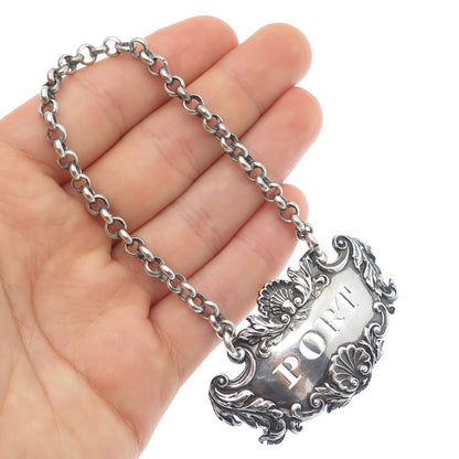CHARLES REILY & GEORGE 925 Sterling Silver Antique 1829 London Port Bottle Tag