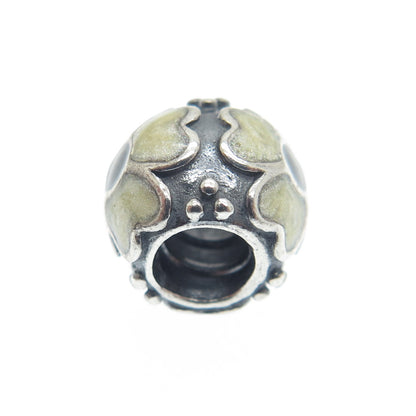 PANDORA 925 Sterling Silver Cream Enamel Daisy Flower Oxidized Bead Charm