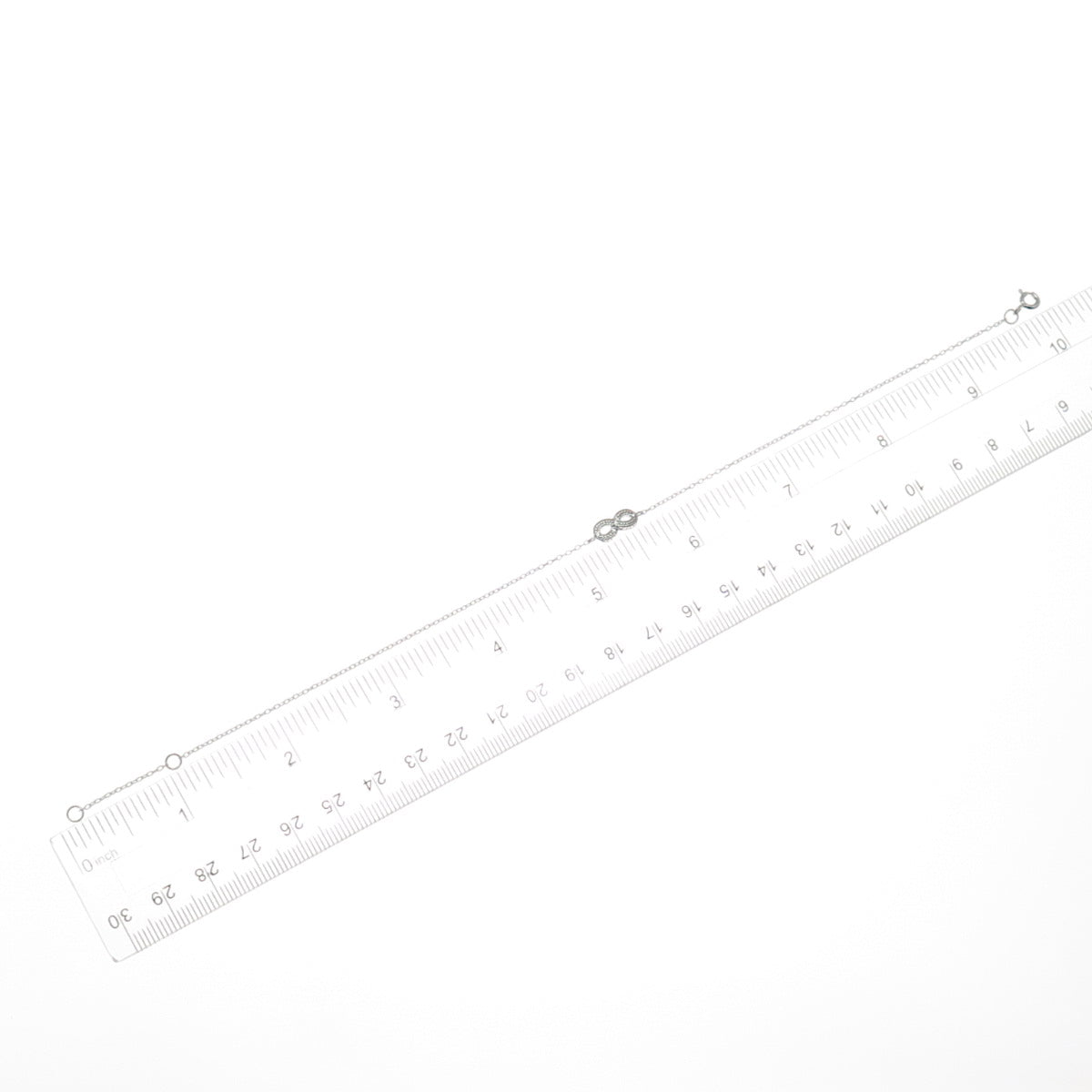 925 Sterling Silver Round-Cut C Z Infinity Anklet / Bracelet 8.75-9.75"