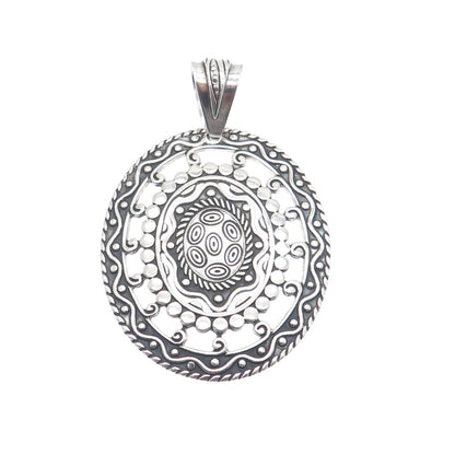 925 Sterling Silver Vintage Mexico Modernist Oxidized Pendant