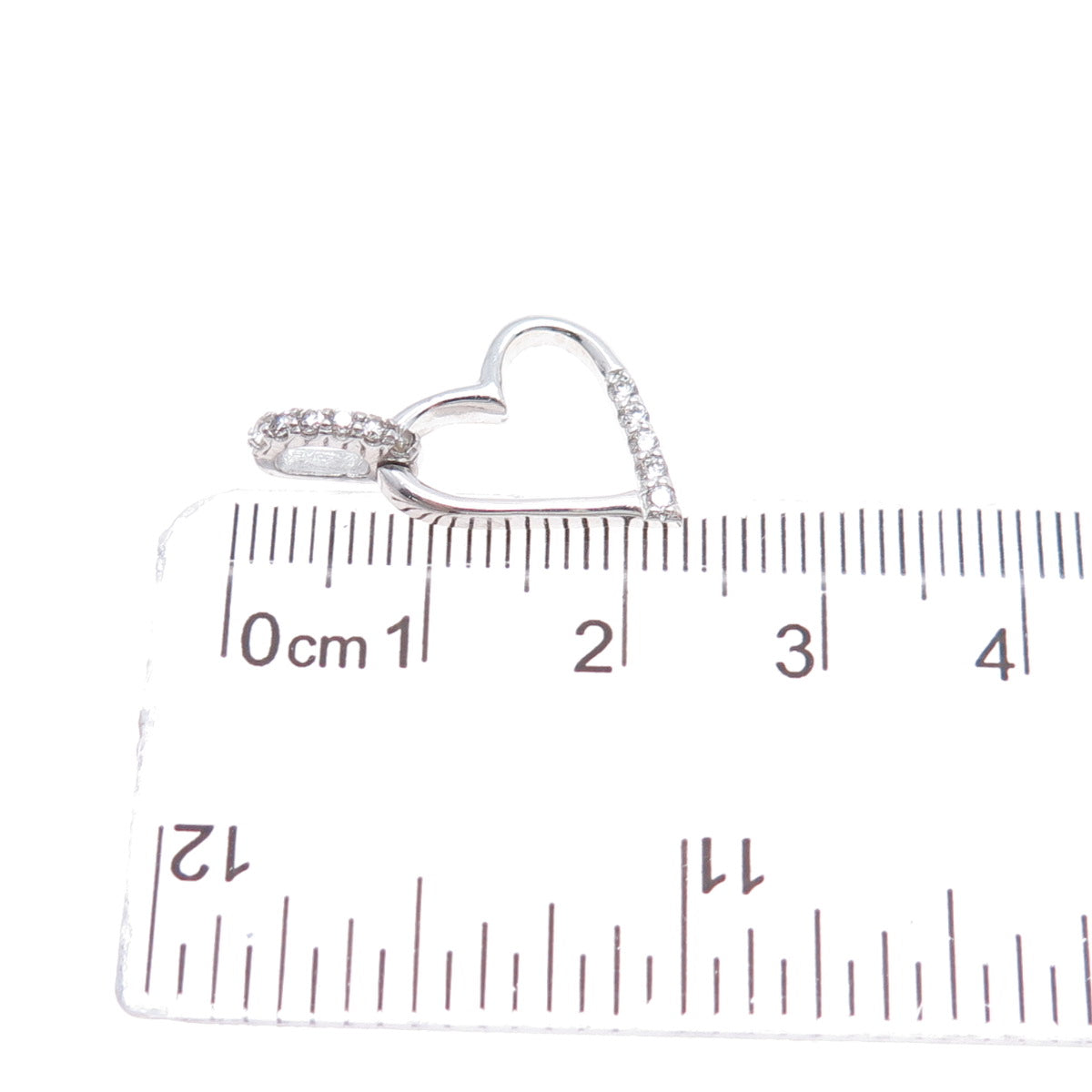 925 Sterling Silver Round-Cut C Z Heart Mini Charm Pendant