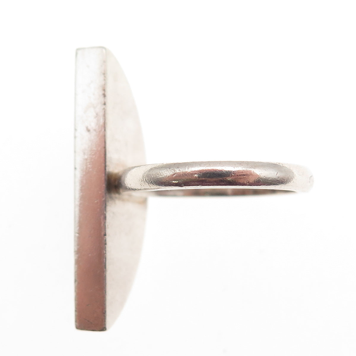 925 Sterling Silver Vintage Real Amber Modernist Crescent Ring Size 7