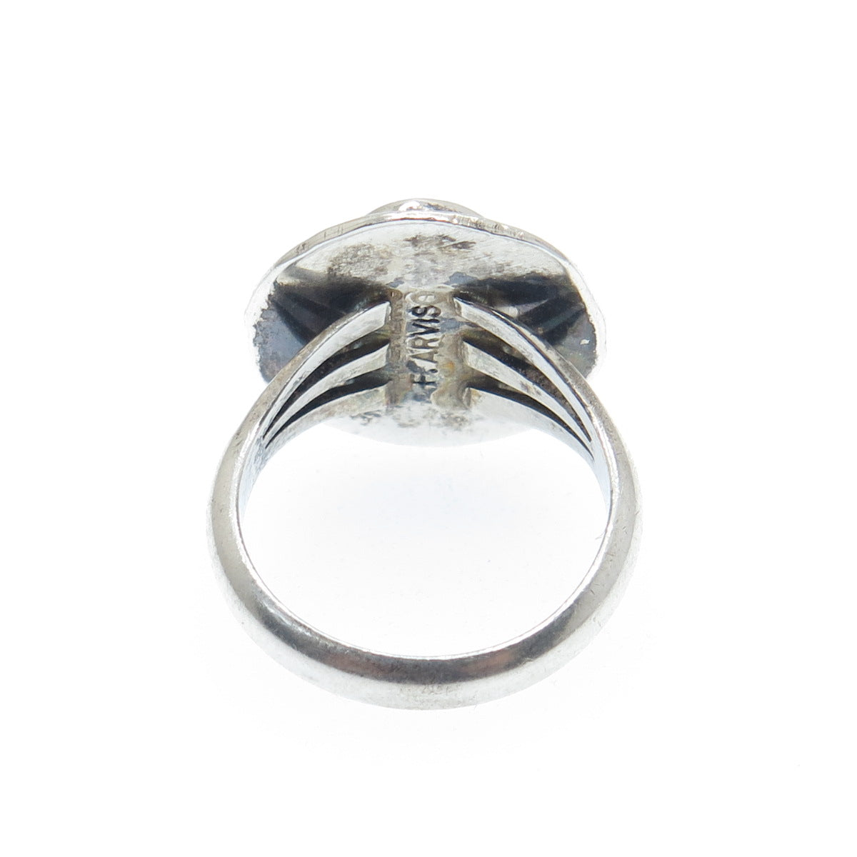 F. ARVISO Old Pawn 925 Sterling Silver Lone Mountain Turquoise Ring Size 5.25