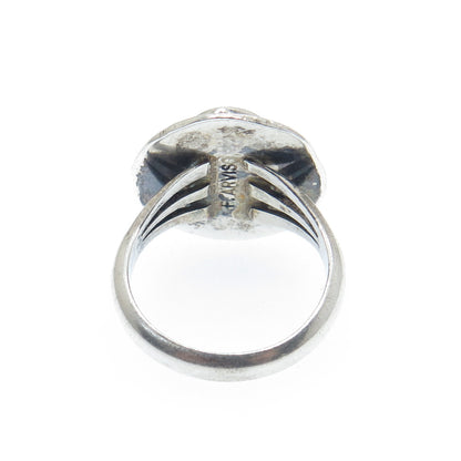 F. ARVISO Old Pawn 925 Sterling Silver Lone Mountain Turquoise Ring Size 5.25