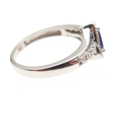 Chuck Clemency 925 Sterling Silver Real Tanzanite & White Topaz Ring Size 8.25