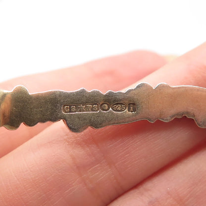 925 Sterling Silver Antique London C. Saunders & F. Shepherd Enamel Ornate Spoon