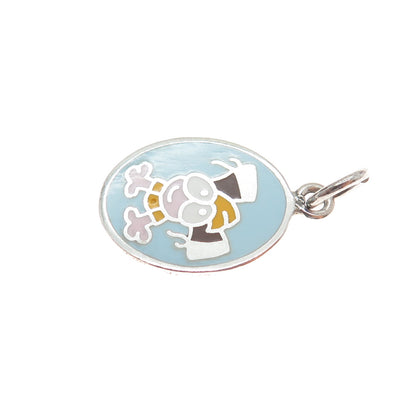 925 Sterling Silver Vintage Enamel Cartoon Character Toddler Minimalist Pendant