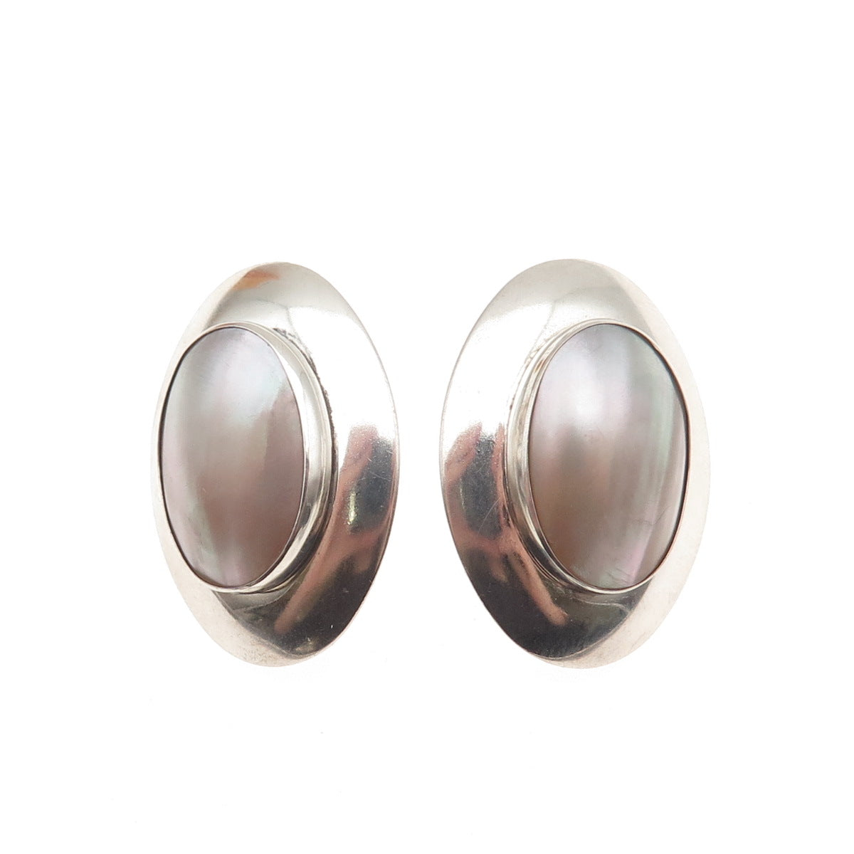 Quoc Turquoise Old Pawn 925 Sterling Silver Vintage Southwestern Pearl Earrings