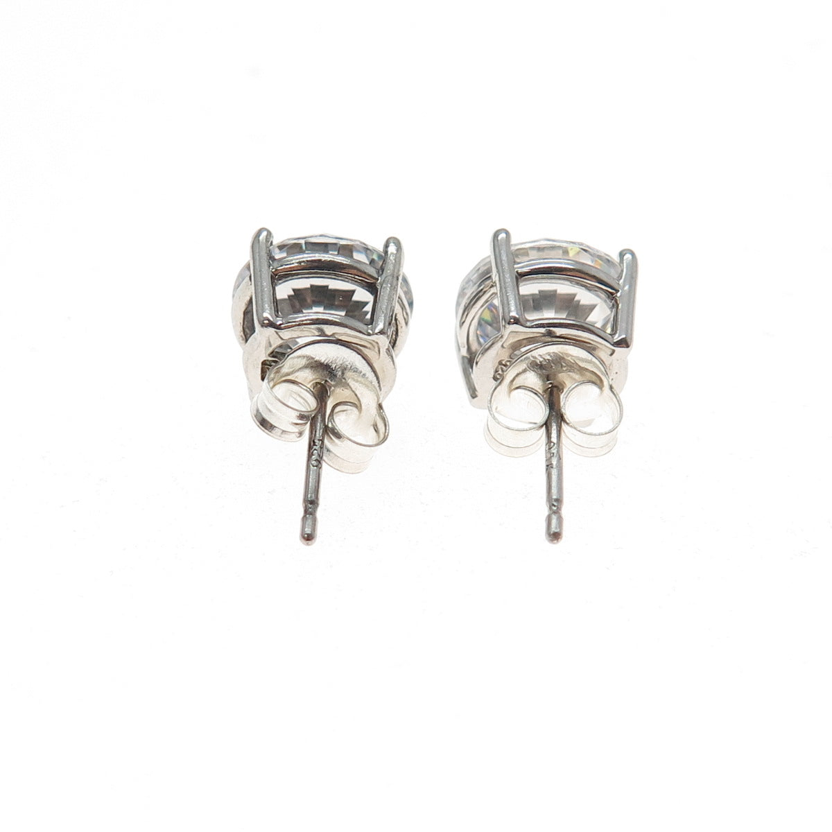 925 Sterling Silver Round-Cut C Z Stud Earrings