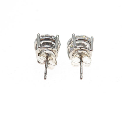 925 Sterling Silver Round-Cut C Z Stud Earrings