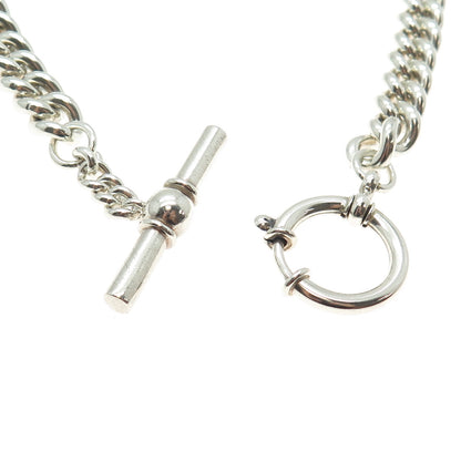 RALPH LAUREN 925 Sterling Silver Vintage Cuban Chain Toggle Clasp Necklace 16"