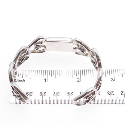 925 Sterling Silver Vintage Modernist Swirl Heart Adjustable Bracelet 6.75"
