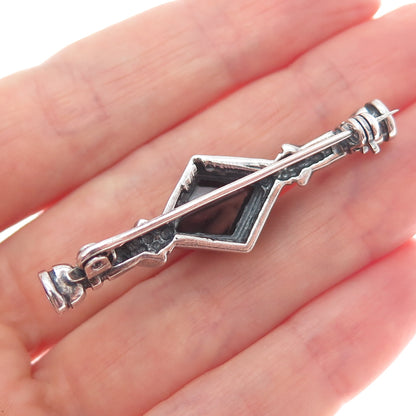 ELAN E. VARSHAY 925 Sterling Silver Vintage Real Tourmaline Oxidized Pin Brooch