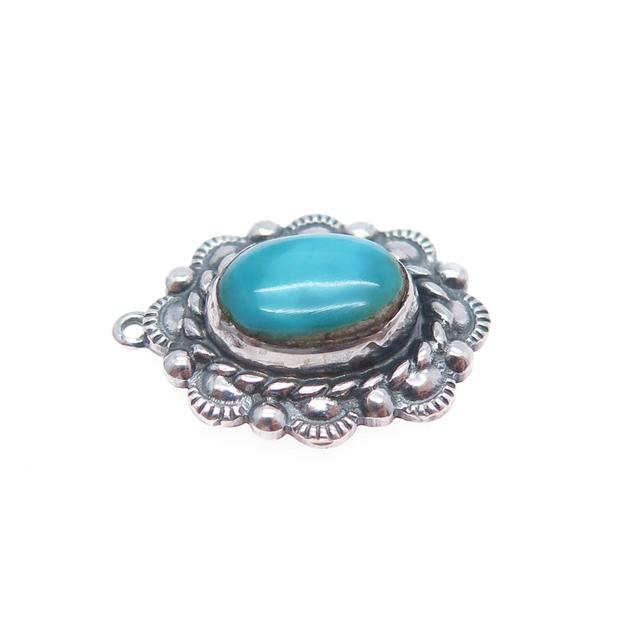 Old Pawn 925 Sterling Silver Vintage Southwestern Bisbee Turquoise Mini Pendant