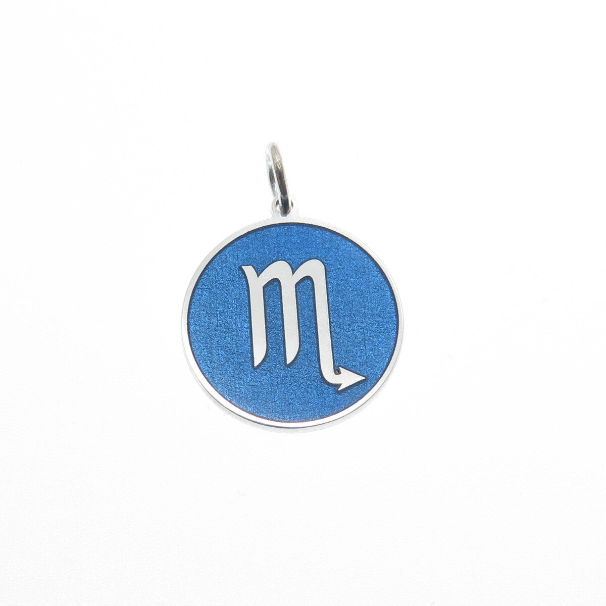 925 Sterling Silver Blue Enamel Scorpio Zodiac Sign Minimalist Charm Pendant