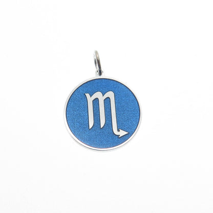 925 Sterling Silver Blue Enamel Scorpio Zodiac Sign Minimalist Charm Pendant