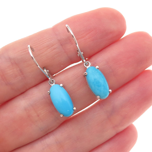 Chuck Clemency Sterling Silver Real Sleeping Beauty Turquoise Dangle Earrings