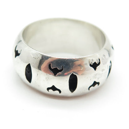925 Sterling Silver Vintage Buffalo Modernist Shadow Box Band Ring Size 10.5