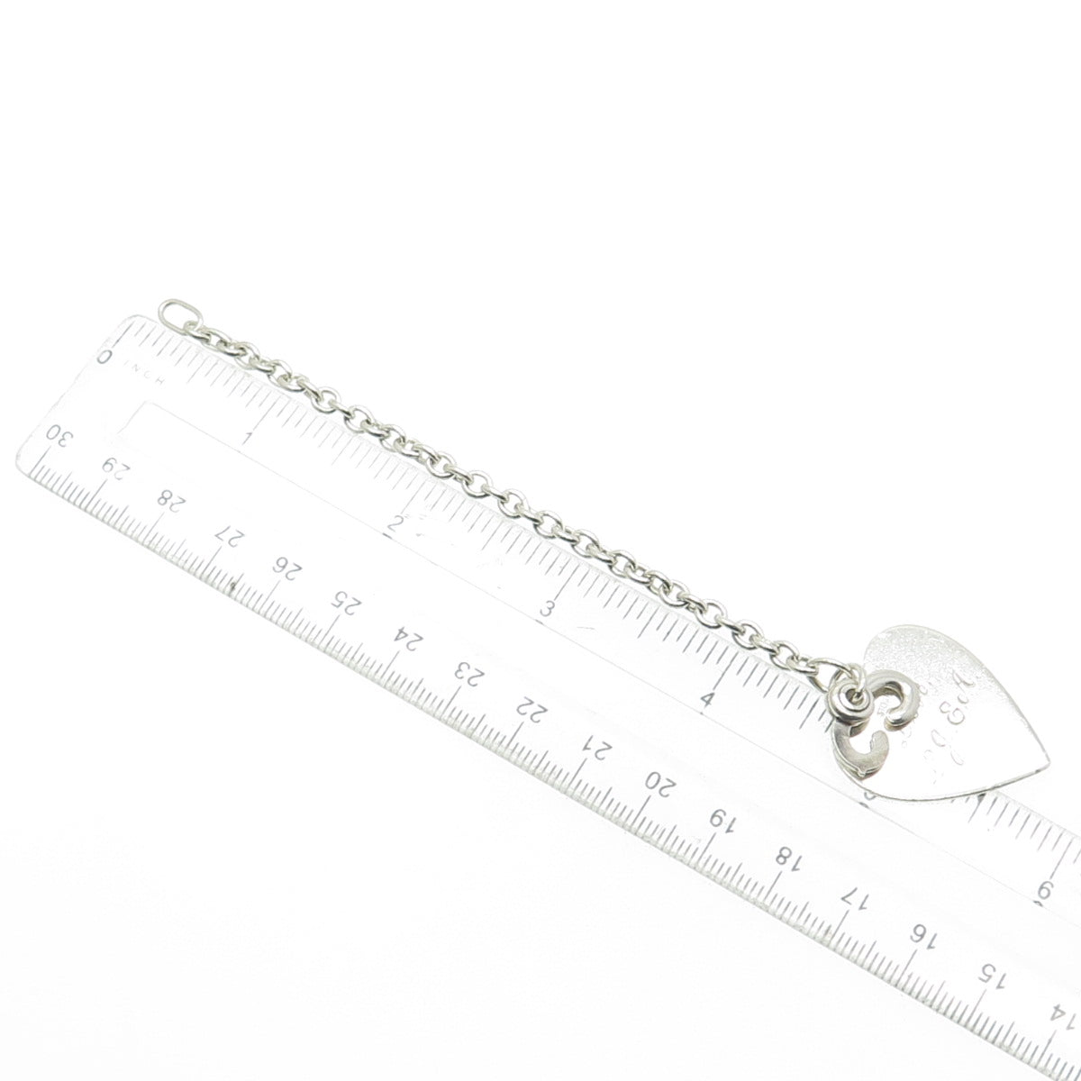 TIFFANY & CO. Sterling Silver Antique Art Deco Engraved Heart Tag Key Chain Fob