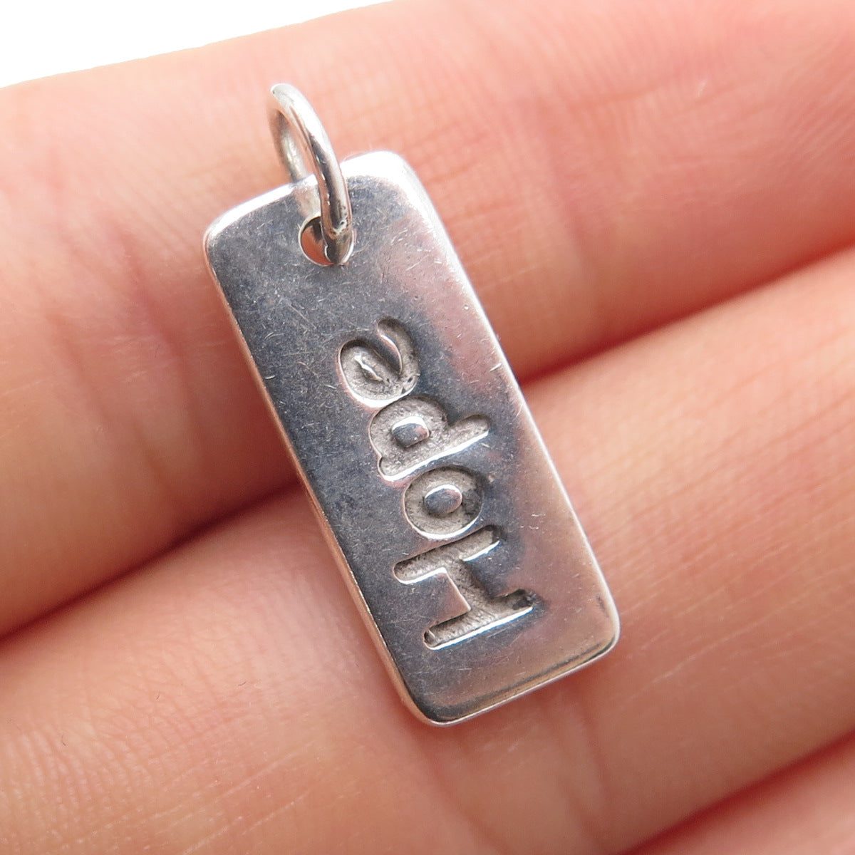925 Sterling Silver Vintage Hope Tag Minimalist Charm Pendant