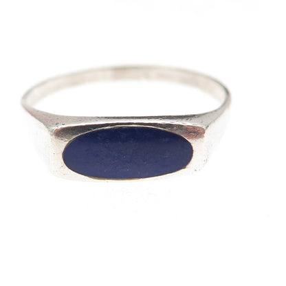 925 Sterling Silver Vintage Real Lapis Oxidized Ring Size 11