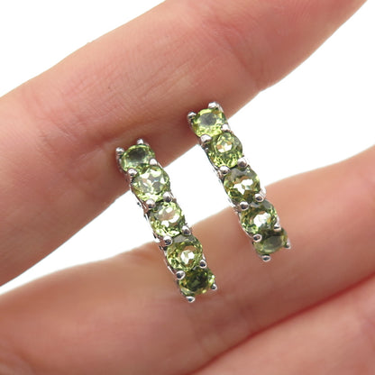 925 Sterling Silver Real Round-Cut Peridot Earrings