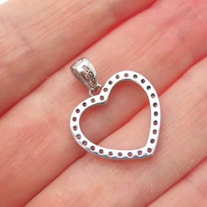 925 Sterling Silver Round-Cut C Z Heart Minimalist Charm Pendant