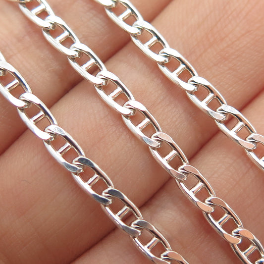 925 Sterling Silver Vintage Italy Anchor Mariner Chain Necklace 18"